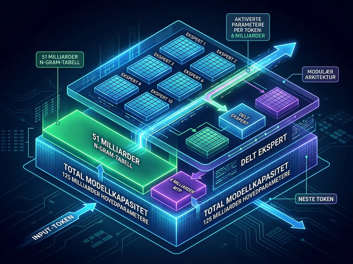 Diagram over Qwen3.8-Flash-Next med 180 milliarder parametere og seks milliarder aktive