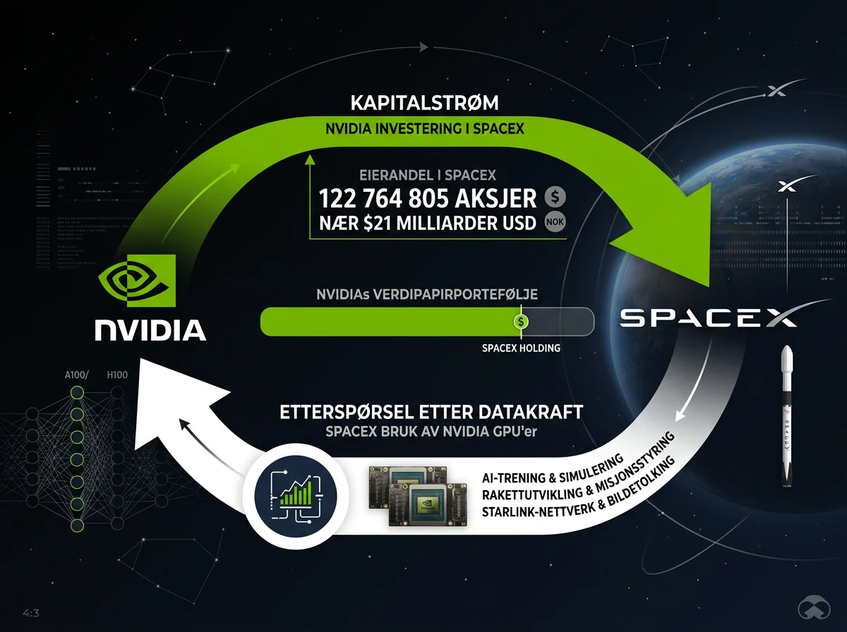 Kapitalstrøm mellom Nvidia-eierskap og SpaceX sin etterspørsel etter AI-datakraft
