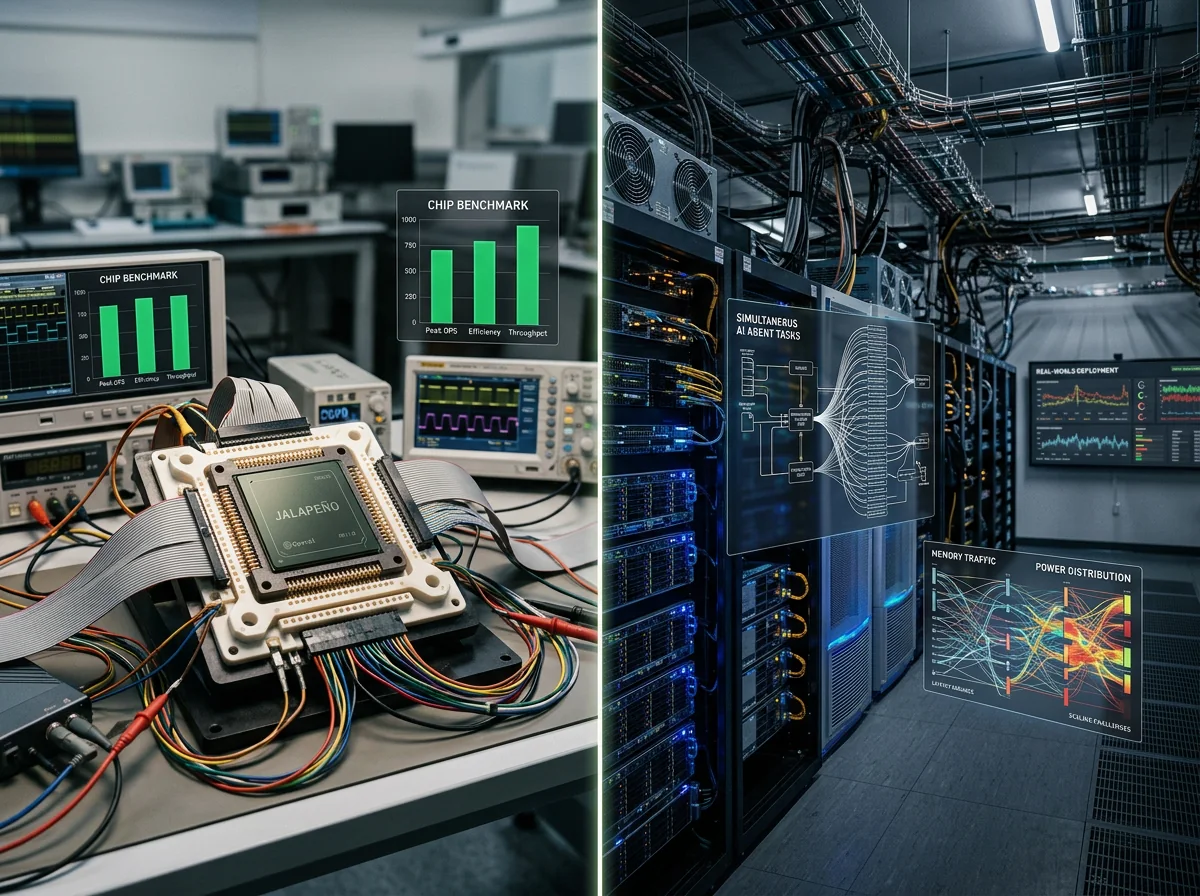 Jalapeño-chip mellom kontrollert benchmark og krevende AI-drift i stort datasenter