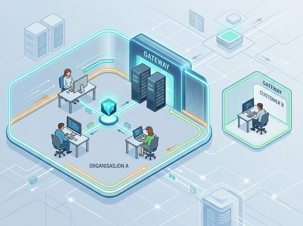 Delte OpenClaw-sesjoner kobler team og maskiner innenfor én felles Gateway-tillitsgrense