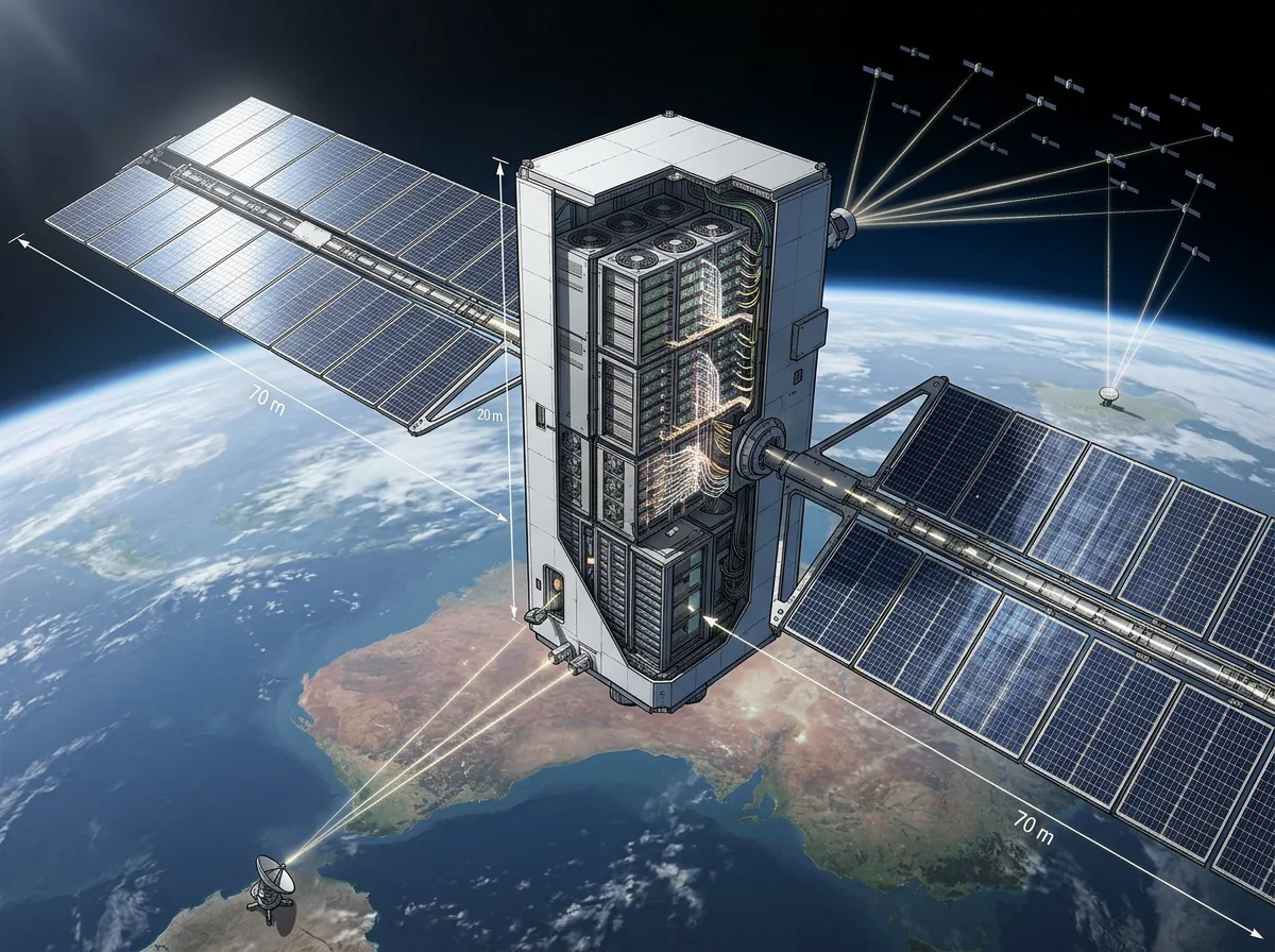 SpaceX Starmind AI1 med solcellevinger, Nvidia-maskinvare og Starlink-lasere i bane