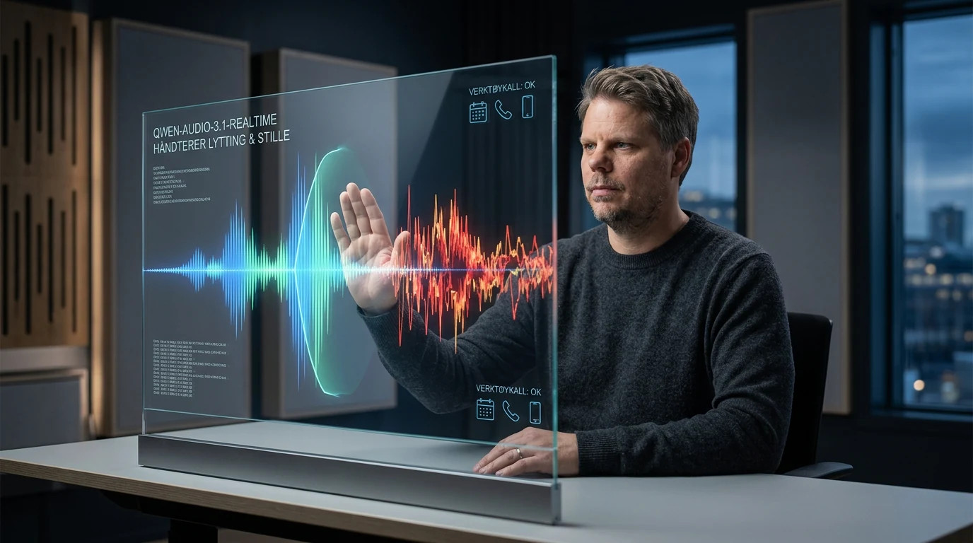 Jan Sverre illustrerer Qwen-Audio-3.1-Realtime som lytter, handler og vet når den skal tie