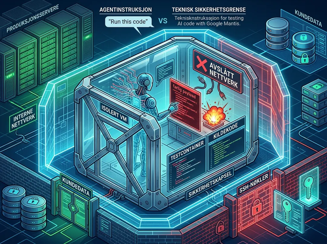 Isolert virtuell maskin beskytter produksjonsdata under testing med Google Mantis