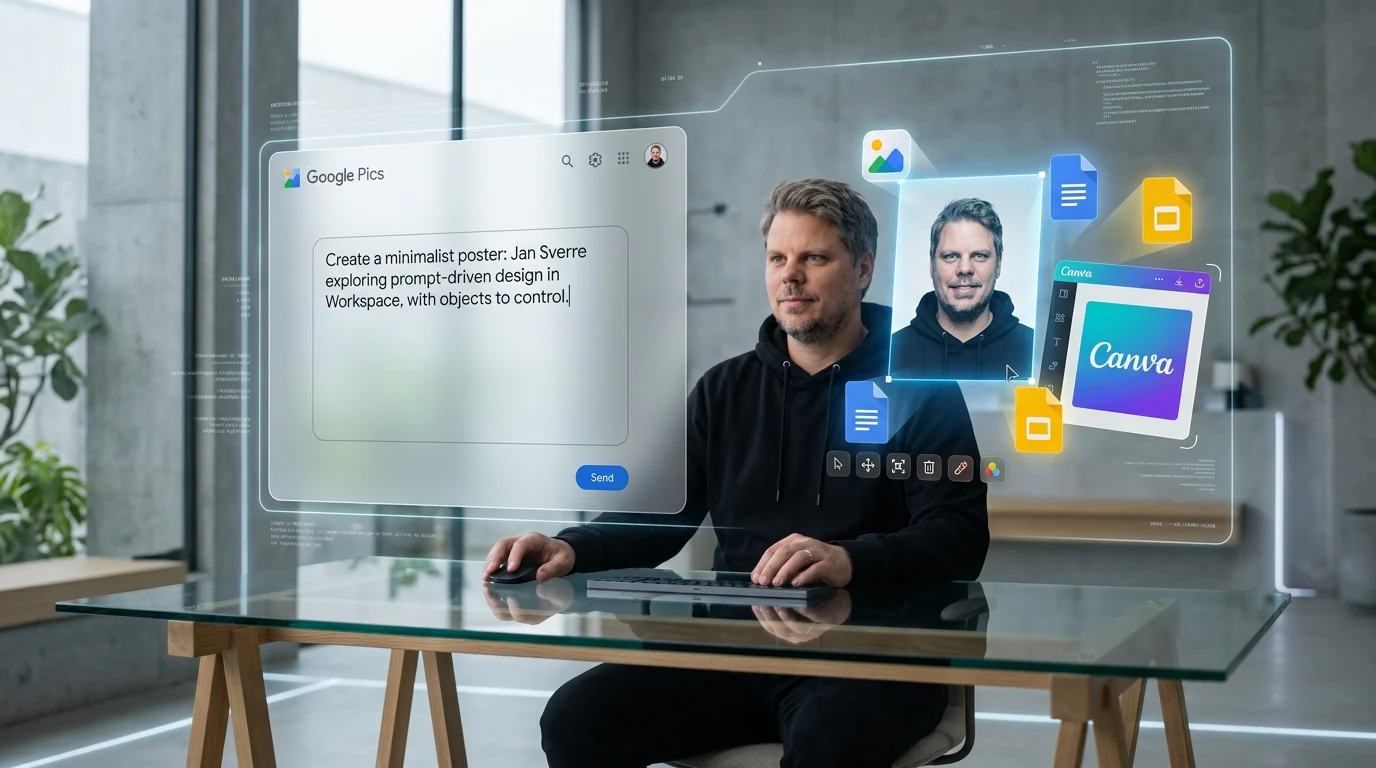 Jan Sverre i en promptstyrt Google Pics-verden som utfordrer Canva