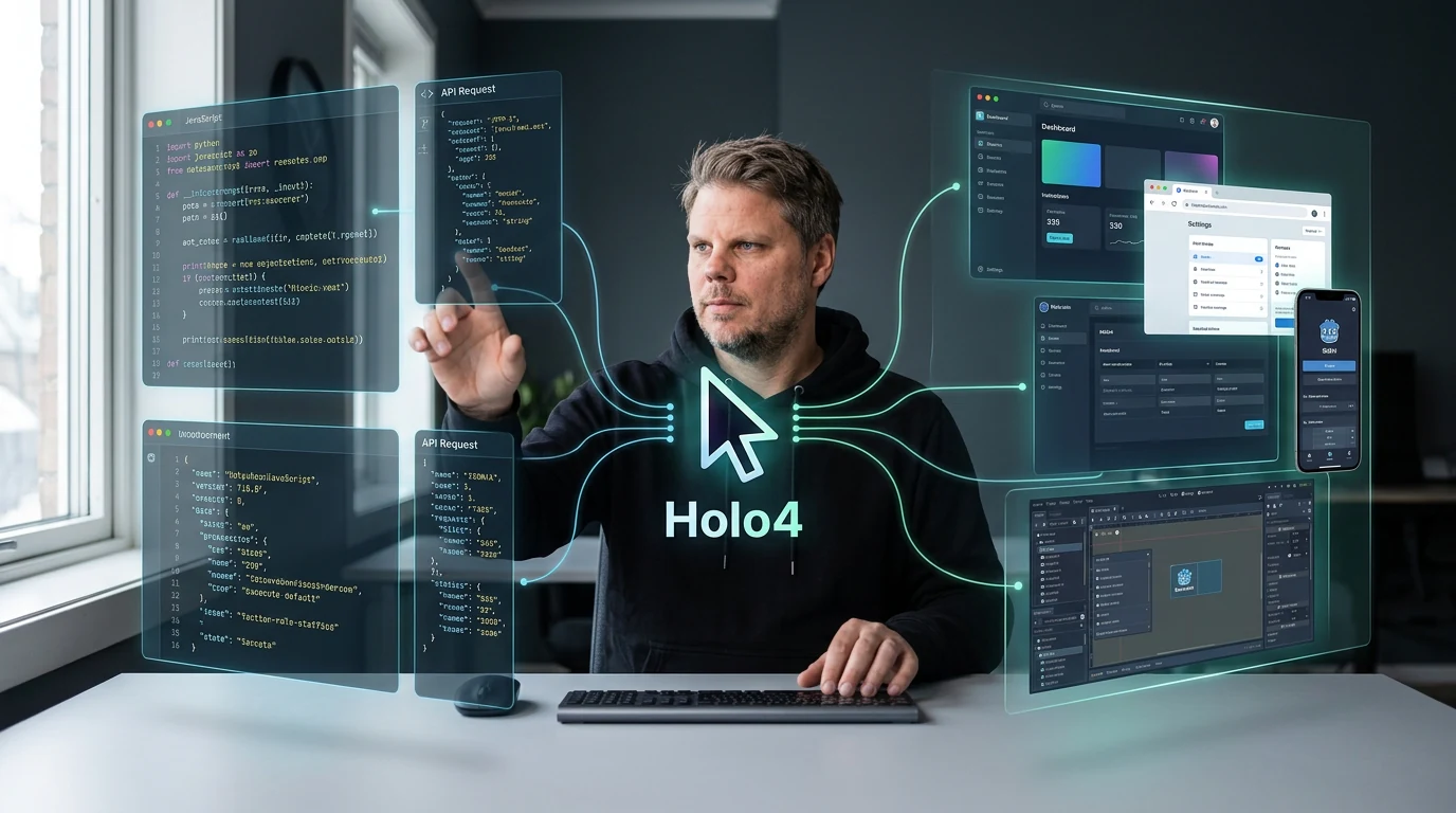 Jan Sverre med Holo4 AI-agent som kobler skjerm, kode og API-er