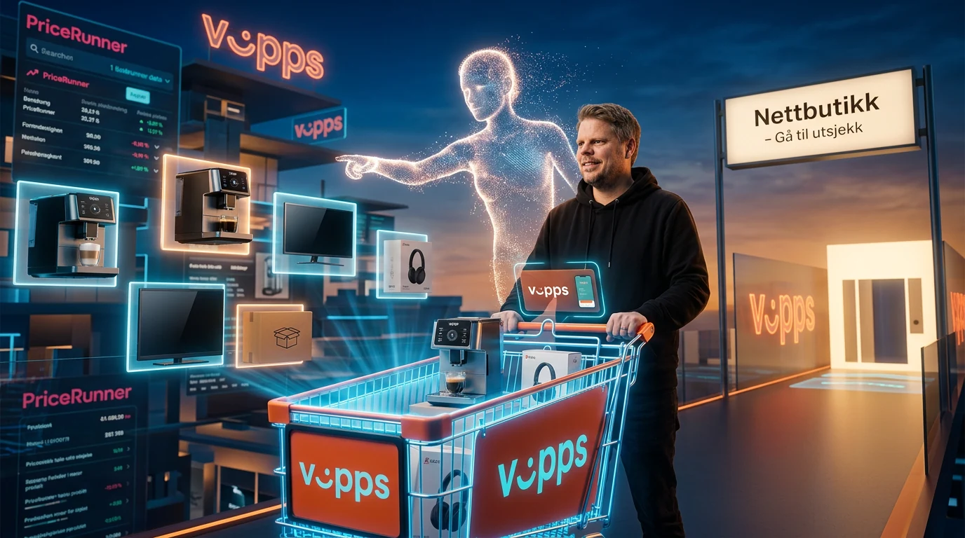 Jan Sverre i et visuelt univers om Vipps AI-assistent og shopping