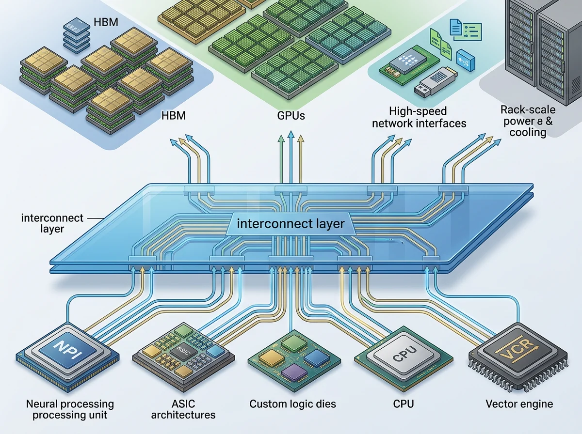 Ulike AI-brikker kobles gjennom NVLink Fusion til samme Nvidia-infrastruktur