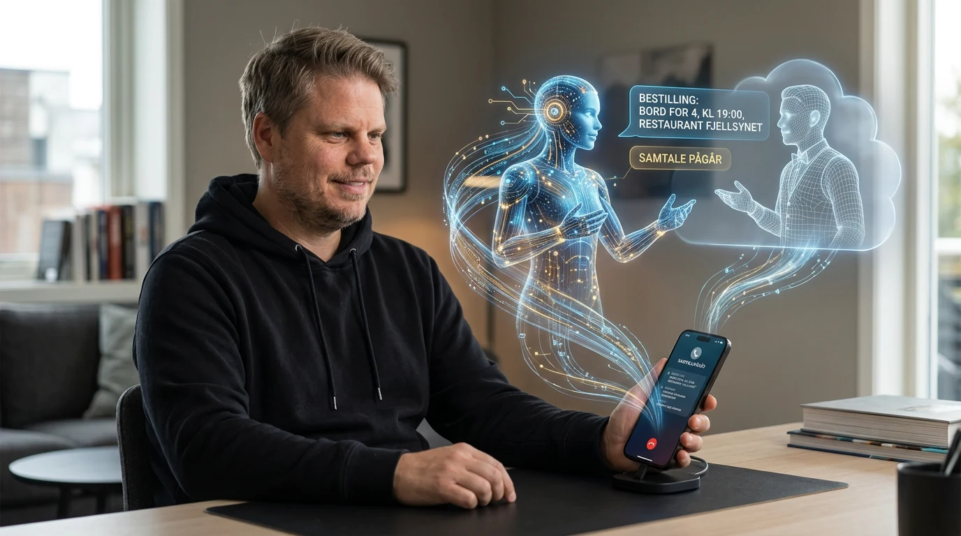 Jan Sverre med AI-agent som ringer bedrifter og fullfører praktiske oppgaver
