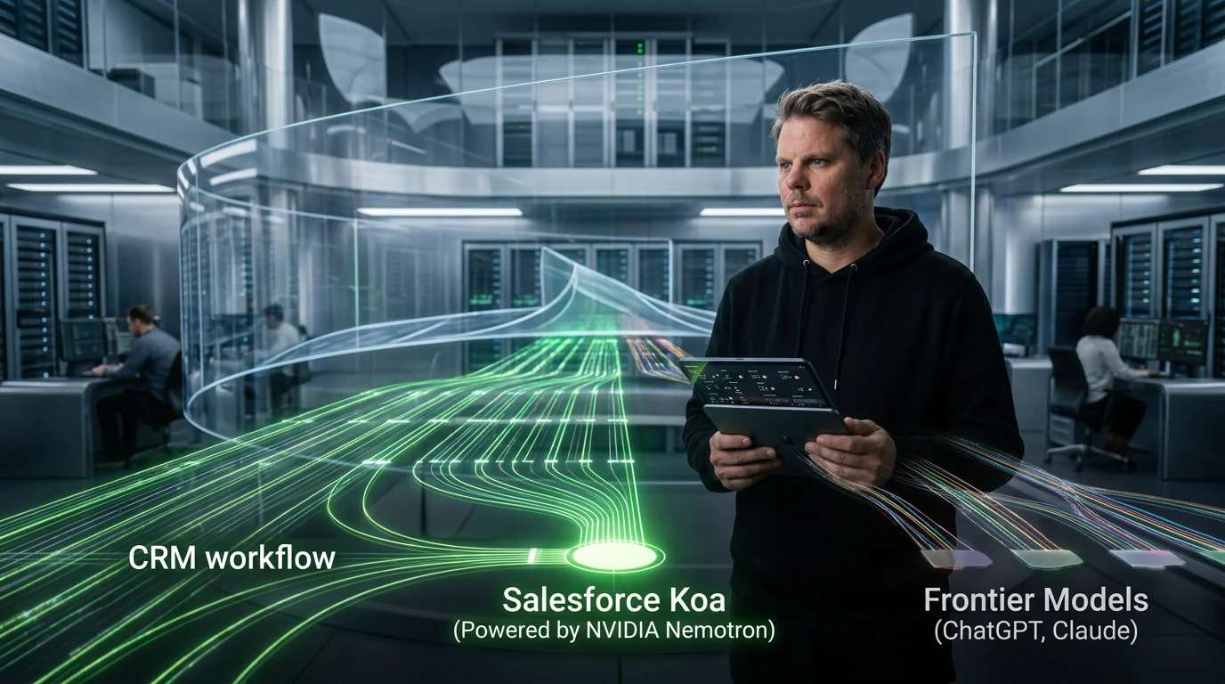 Jan Sverre illustrerer Salesforce Koa som spesialisert AI-modell for moderne CRM-arbeid