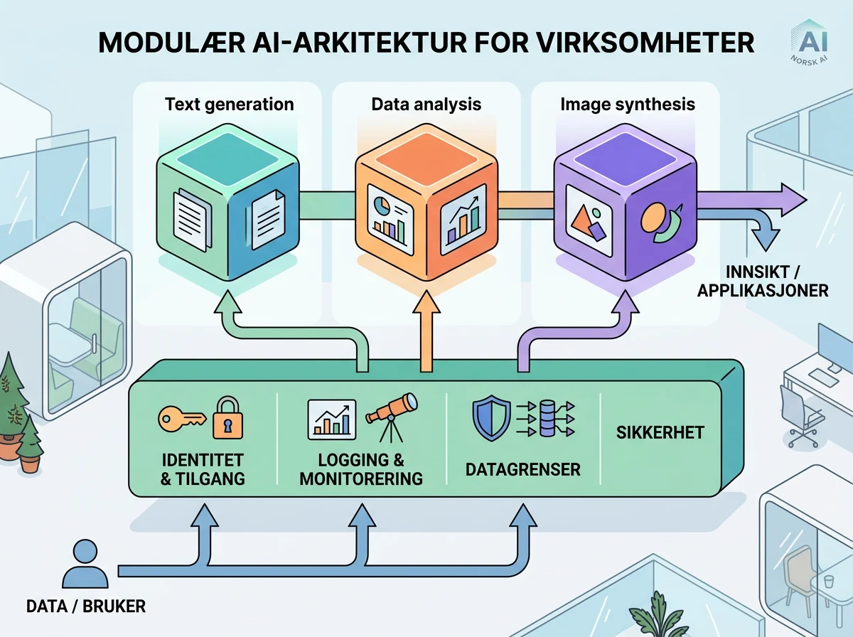 Tre AI-modeller deler felles lag for identitet, tilgang, logging og datasikkerhet