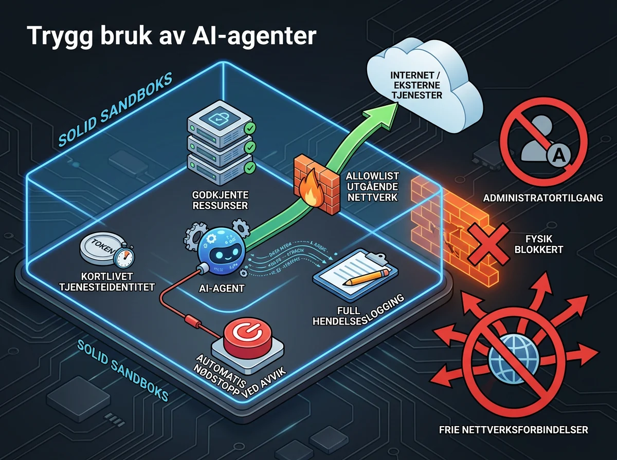 Sandbox restricting an AI agent's identity, tools and outbound network access in production
