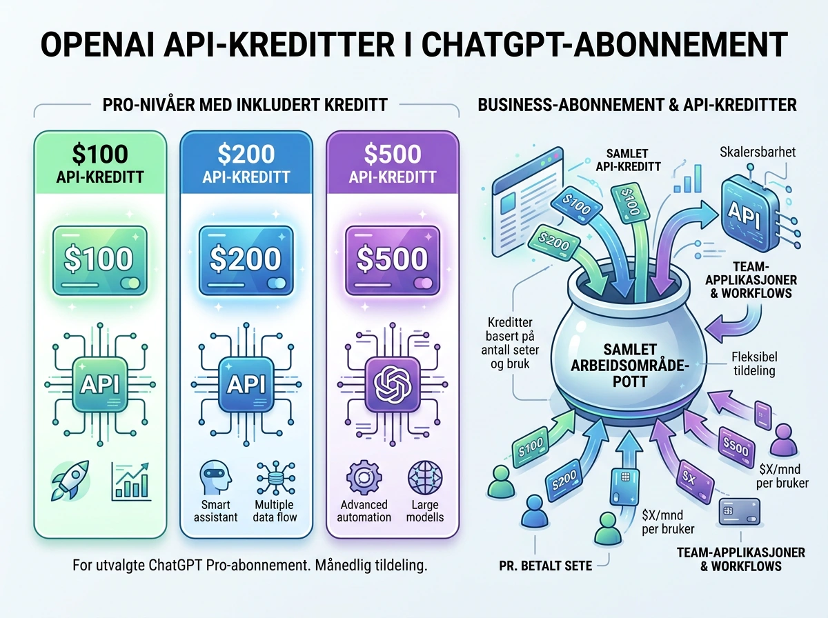 Comparison of API credit amounts for eligible ChatGPT Pro and Business plans in US dollars