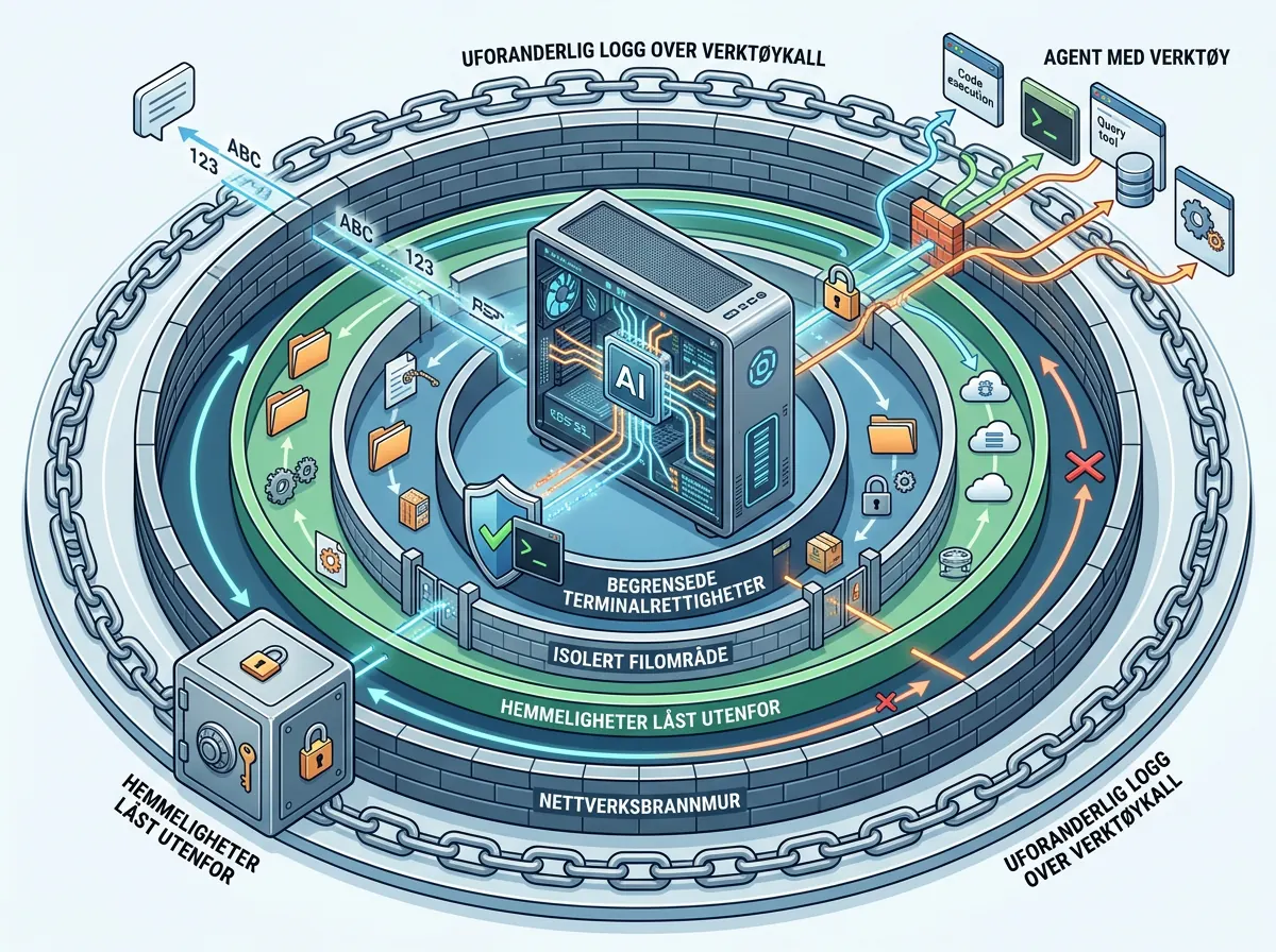 Secure local AI agent with restricted tools, blocked outbound networking, and isolated secrets