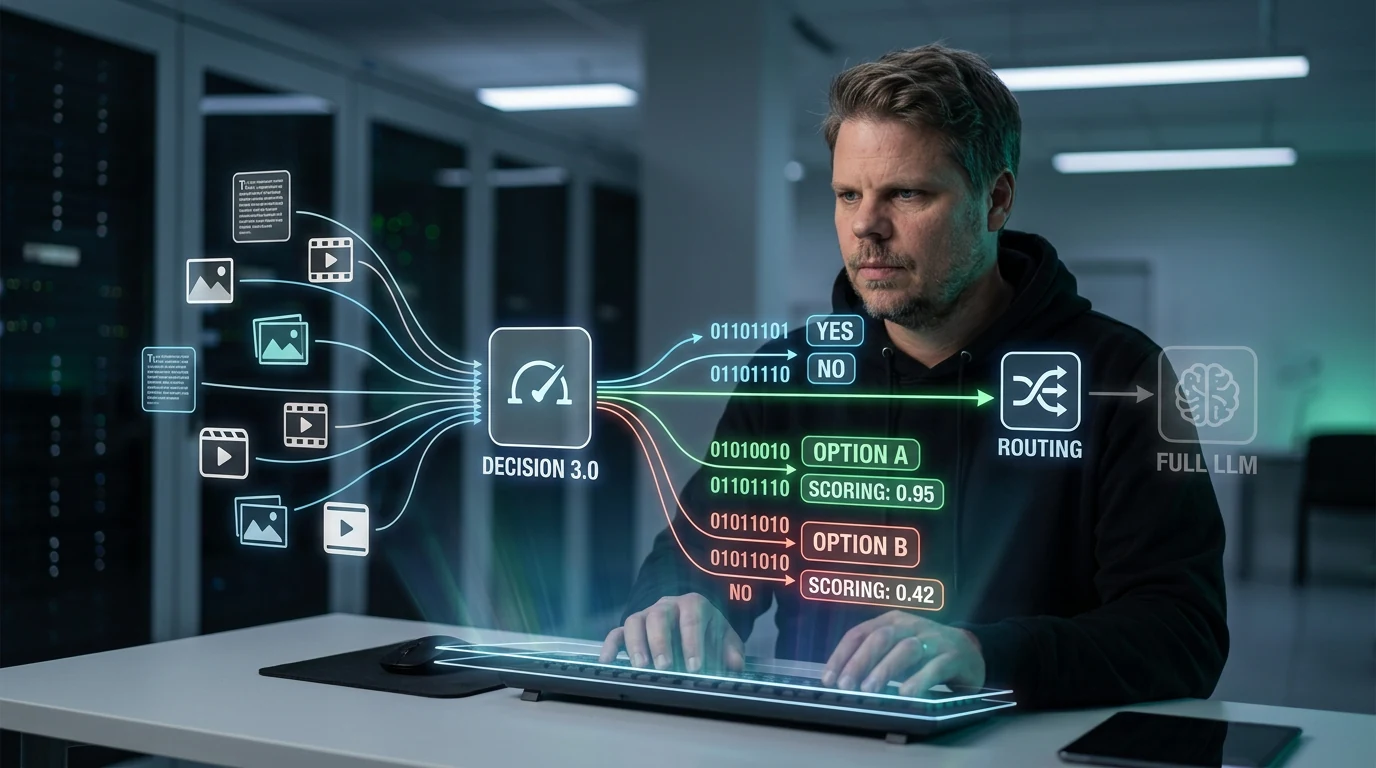 Jan Sverre foran et multimodalt beslutningslag som viser Decision 3.0 i arbeid
