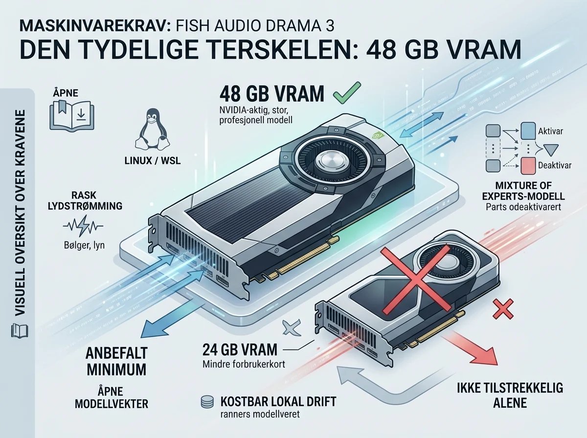 Sammenligning av 48 GB server-GPU og 24 GB forbrukerkort for Drama 3