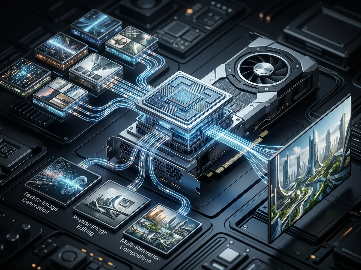 FLUX 3 Image Klein samler bildegenerering, redigering og ti referansebilder lokalt