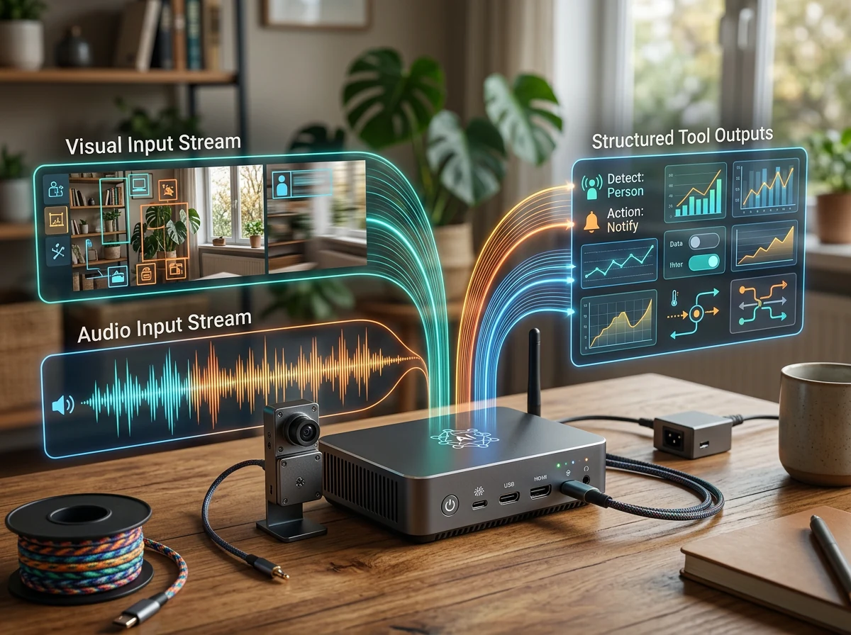 Compact local AI processing video, audio, and tool calls on the same device