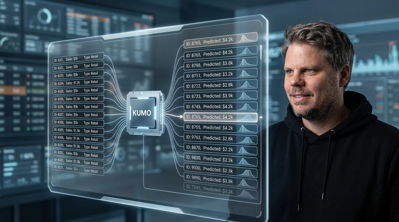 Jan Sverre illustrerer hvordan NVIDIA Kumo Tabular forutsier nye tabellrader uten modelltrening