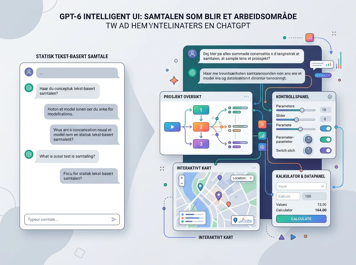 Interaktivt ChatGPT-grensesnitt med diagram, kart, kontroller og kalkulator fra GPT-6