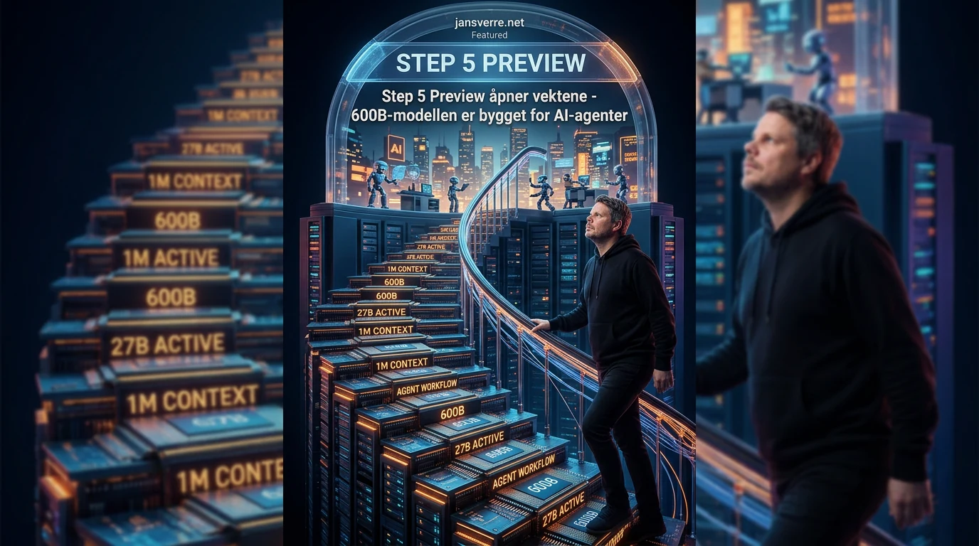Jan Sverre foran en enorm Step 5 Preview-infrastruktur for AI-agenter