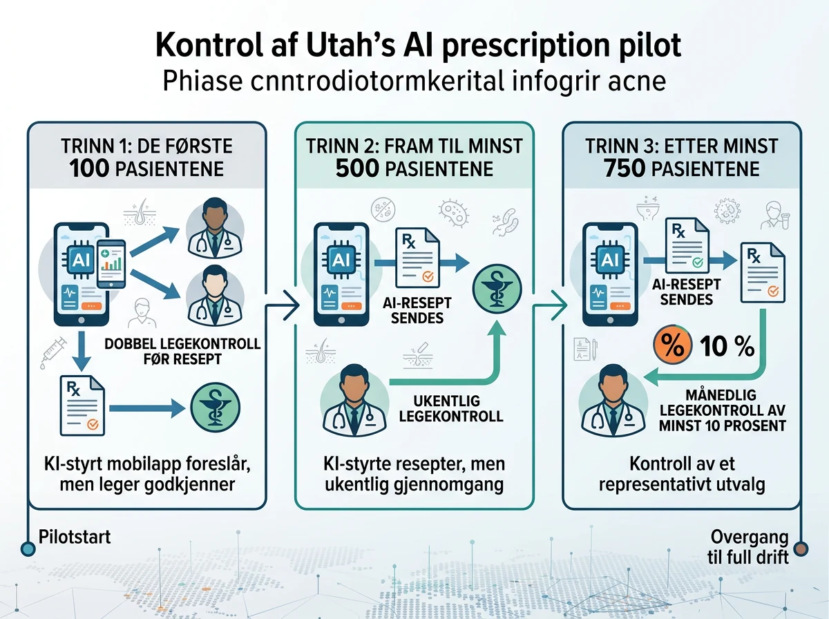 Tre kontrolltrinn for AI-resepter i Utah fra forhåndskontroll til stikkprøver